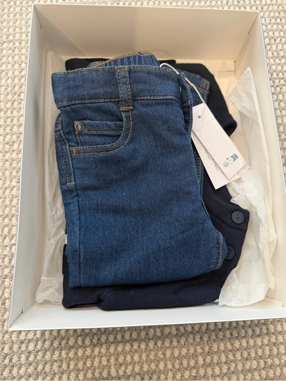 NWT Jacadi Baby Boy Outfit Cotton Sweater and Jeans 18M